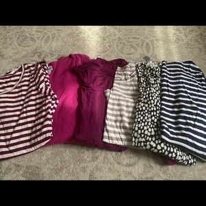 6 maternity shirts - long sleeved and 3/4 length